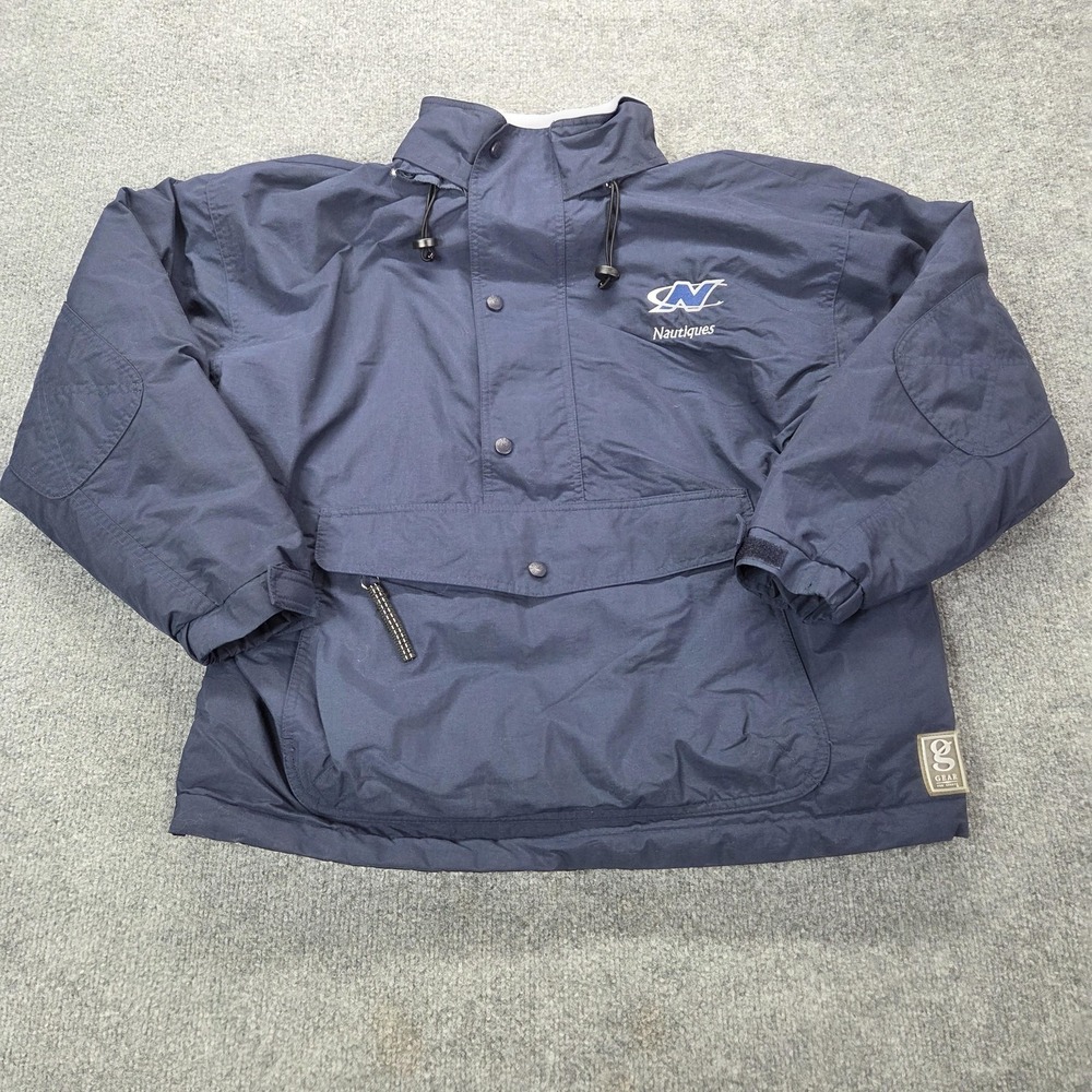 Vintage Anorak Jacket Mens Small Blue Nautiques Wakeboard Ski Hooded Fleece Boat